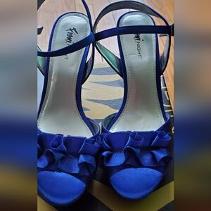 Sexy Peacock Blue Ruffled Heels by Fioni